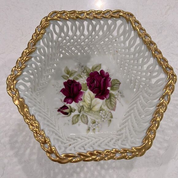 Other - Vintage Romanian Porcelain Breakthrough Basket